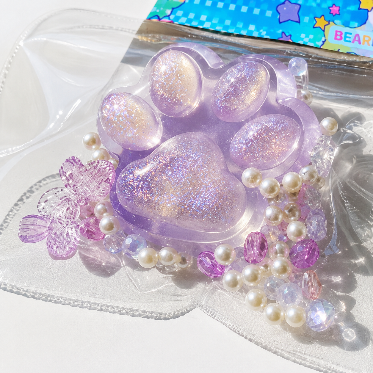 💜 Sparkle Lavender Heart Paw Squishy ✨🐾