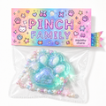 🐾🩵 Kawaii Clear Blue Paw Squishy with Glitter & Pearl Bead Charm✨ Soft & Squeezable Fidget Toy