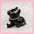 👻🐱 Kawaii Ghost Cat Kitty Squishy with Pearl Necklace 🎀🖤 Soft & Squeezable Fidget Toy ✨