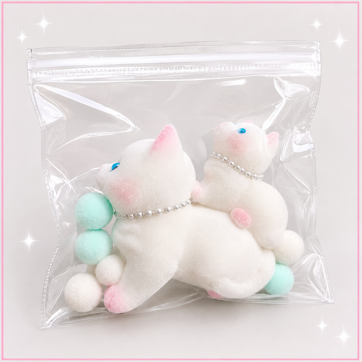 🐱🐾 Kawaii Parent & Baby Kitten Squishy🩵🎀 Soft & Squeezable Cat Fidget Toy ✨
