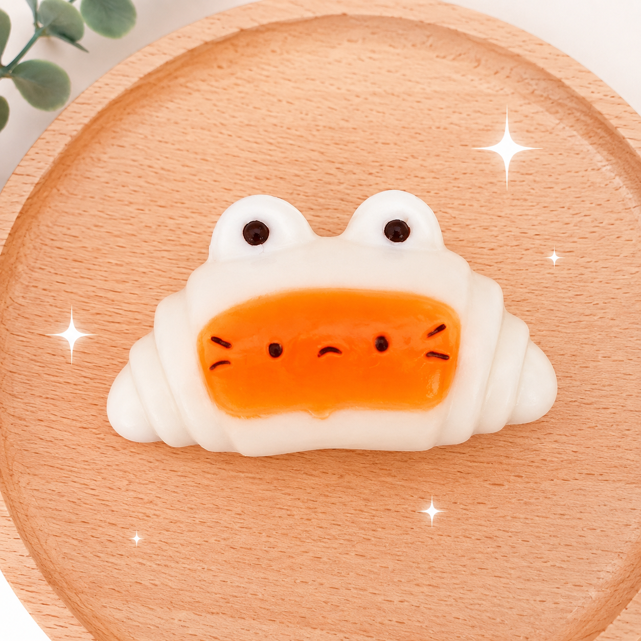 🥐🐱 Kawaii Caramel Cat Croissant Squishy 🍮🤎 Soft & Squeezable Cute Fidget Toy ✨