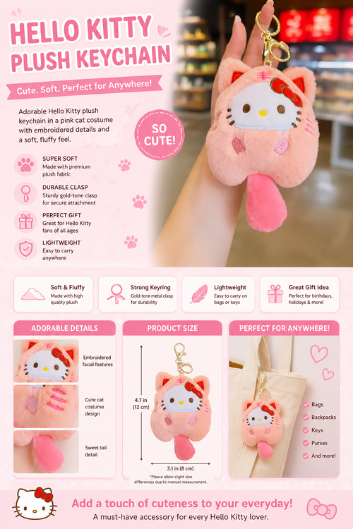 ✨🐱 Hello Kitty Pink Cat Plush Bag Charm 🐱✨